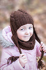 Detské čiapky - Zimná súprava ČOKOLÁDKA - 8761029_
