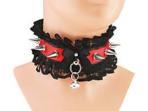 Náhrdelníky - Obojok čipkový, gothic steampunk, punk, gothic pastel, kitten play collar, BDSM, petplay collar S1 - 8765111_