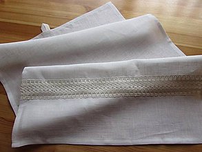 Úžitkový textil - Ľanová utierka s vodorovnou krajkou biela - 8763527_