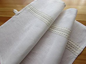 Úžitkový textil - Ľanová utierka so zvyslou krajkou biela - 8763559_