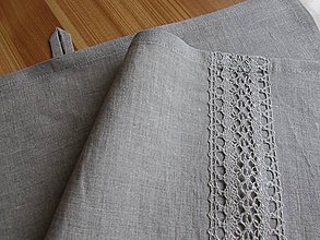 Úžitkový textil - Ľanová uierka s vodorovnou krajkou natur - 8763577_