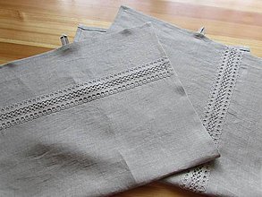 Úžitkový textil - Sada ľanových utierok s krajkou natur - 8767421_