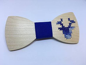 Pánske doplnky - Drevené motýliky "Vianočná kolekcia" (Modrá) - 8769151_
