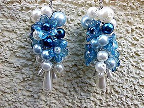 Náušnice - perlové náušnice - modré kvietky - 8772246_