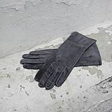 Rukavice - Šedé dámské semišové rukavice bezpodšívkové - delší - 8775846_