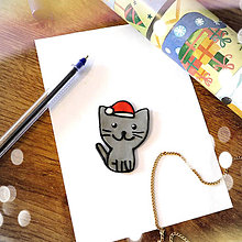 Magnetky - ★ Vianočná magnetka cartoon (mačička) - 8773031_