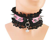 Náhrdelníky - Obojok čipkový, gothic steampunk, punk, gothic pastel, kitten play collar, BDSM, petplay collar S2 - 8779067_