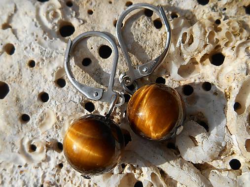 Náušnice - tiger Eye -naušnice-chirurg.ocel - 8782045_
