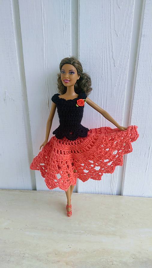  - Lososovočierne šaty 1 pre Barbie - 8779943_