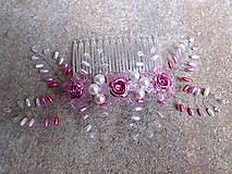 Ozdoby do vlasov - perlový hrebienok -ružové ružičky - 8778260_