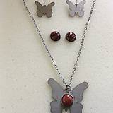 Sady šperkov - sada šperkov: motýle s červeným jaspisom - 8784909_