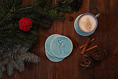 Príbory, varešky, pomôcky - Keramické podšálky s vianočnými motívmi - 8782771_