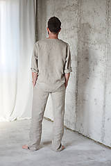 Pánske oblečenie - Pánske ľanové pyžamo - 8782965_