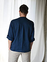 Pánske oblečenie - Pánska ľanová košeľa na gombíky - 8783070_