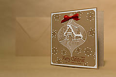 Papiernictvo - P113- Prianie- Hnedá Vianočná snehová guľa (Merry Christmas) - 8792757_