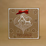 Papiernictvo - P113- Prianie- Hnedá Vianočná snehová guľa (Merry Christmas) - 8792758_
