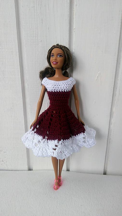  - Bordové šaty pre Barbie - 8788835_
