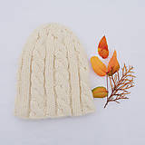 Čiapky, čelenky, klobúky - biela čiapka s prepletaným vzorom - 8788144_