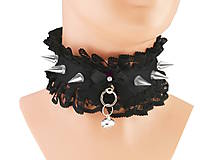 Náhrdelníky - Obojok čipkový, gothic steampunk, punk, gothic pastel, kitten play collar, BDSM, petplay collar S8 - 8798556_