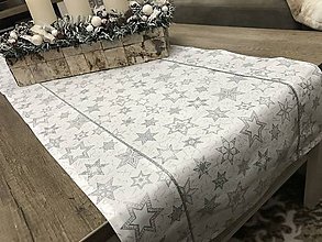 Úžitkový textil - Vianočná štóla na stôl 40x140cm bielo - strieborný  vzor - 8798671_