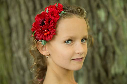 Ozdoby do vlasov - Čelenka červená - 8796305_