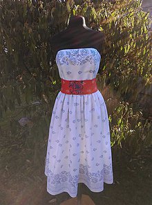Šaty - Snehobiele s modrotlačou - 8801732_