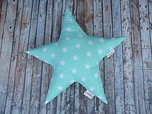 Detské doplnky - vankúš hviezda (Mint s hviezdami) - 8746202_
