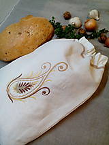 Úžitkový textil - Ľanové vrecko na chlieb, pečivo z ručne tkaného plátna - 8805151_