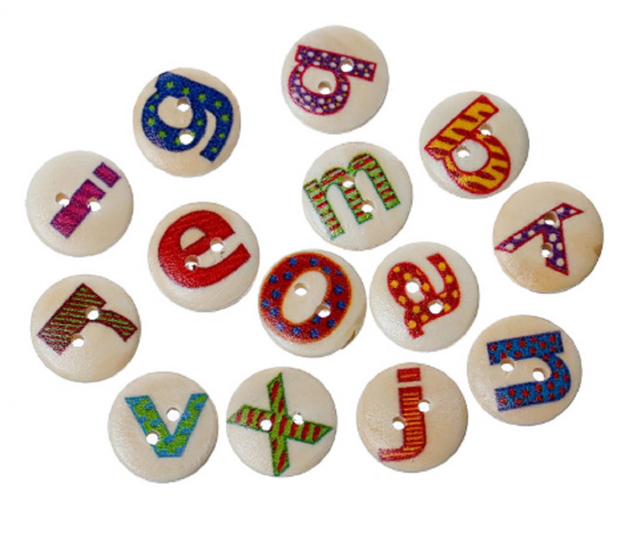 G104 Gombík drevený písmenko 1,5 cm