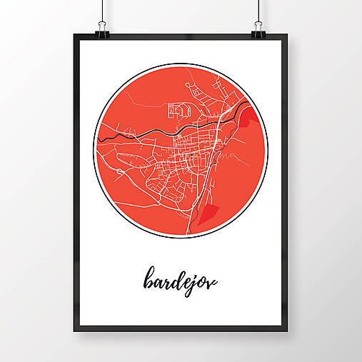 Grafika - BARDEJOV, okrúhly, červený - 8807091_