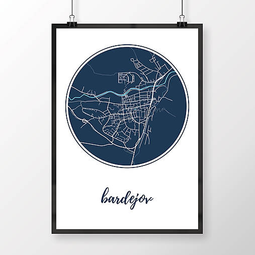 Grafika - BARDEJOV, okrúhly, tmavomodrý - 8808196_