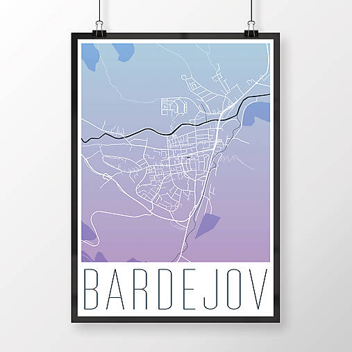 Grafika - BARDEJOV, moderný, modro-fialový - 8808292_