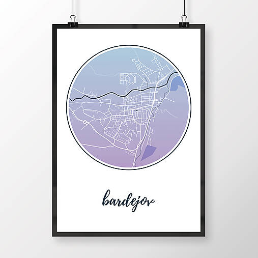 Grafika - BARDEJOV, okrúhly, modro-fialový - 8808308_