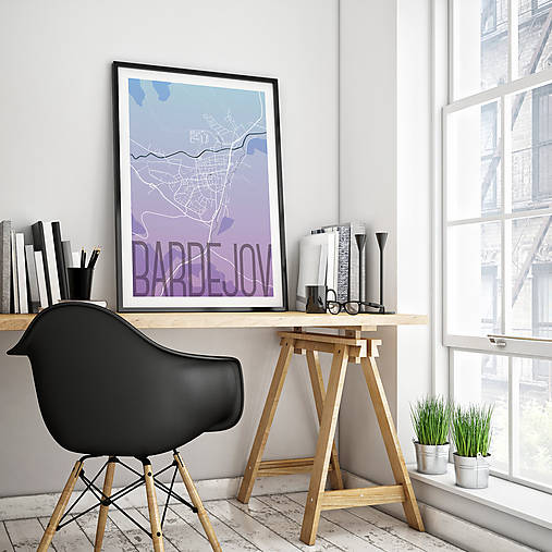 Grafika - BARDEJOV, elegantný, modro-fialový - 8808316_