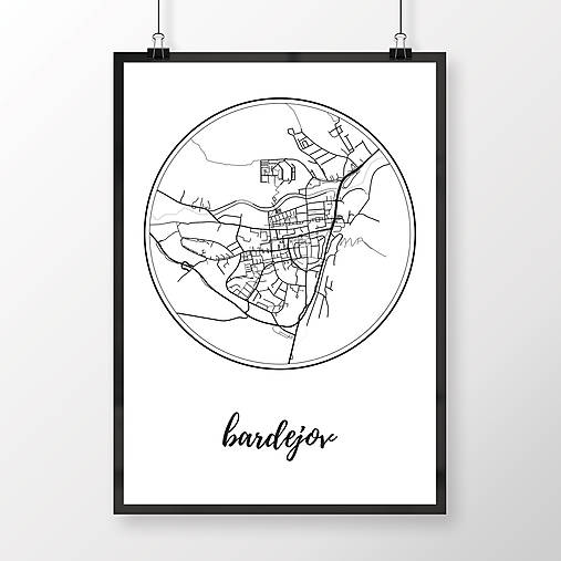 Grafika - BARDEJOV, okrúhly, biely - 8810083_