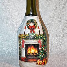 Nádoby - Vianočná fľaša Darčeky pri krbe - 8816517_