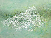 Akvarelový obraz "Biele línie"