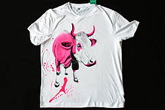 Topy, tričká, tielka - Maľované tričko just pink cow - 8821455_