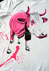 Topy, tričká, tielka - Maľované tričko just pink cow - 8821464_