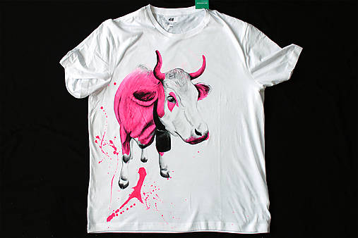 Maľované tričko just pink cow