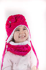 Detské súpravy - Minky set s mašličkou cyklamen & fleece snow - 8822538_