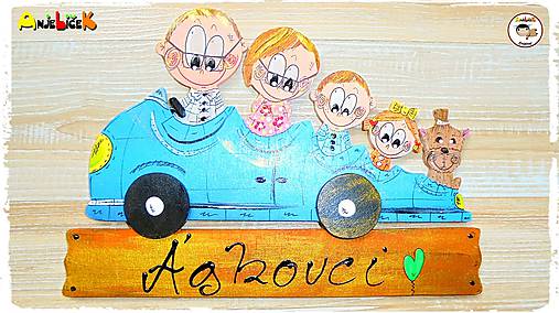 Tabuľky - Menovka - rodinka v aute - 8827237_
