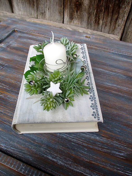 Vianočná kaktusová dekorácia v knihe