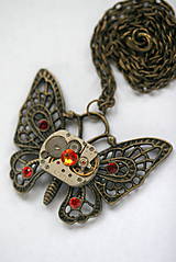 Náhrdelníky - Steampunkový náhrdelník Motýlik - 8825981_