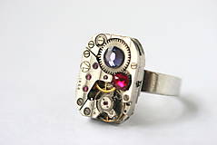 Prstene - Steampunkový prsteň a Swarovski - 8826158_