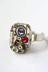 Prstene - Steampunkový prsteň a Swarovski - 8826159_