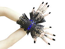 Náramky - Gothic čierne náramky na ruky s čipkou a šnurovaním 0140-03 - 8834002_