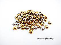 Galantéria - Ozdobné kamienky pologuľa 8 mm - 5 kusov zlatá, 5 kusov strieborná - 8832465_