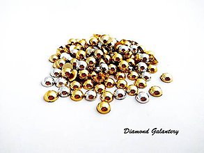 Galantéria - Ozdobné kamienky pologuľa 8 mm - 5 kusov zlatá, 5 kusov strieborná - 8832465_