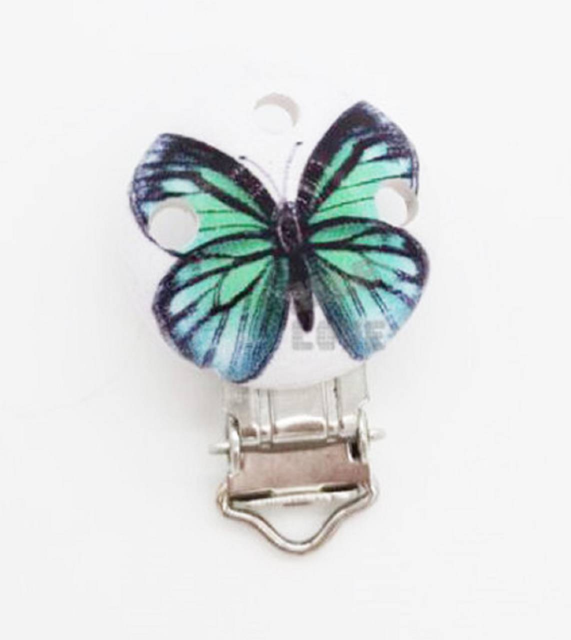 KL104 Klip na dudlíky drevený MOTÝĽ 2,9 x 4,4 cm (Zelený)
